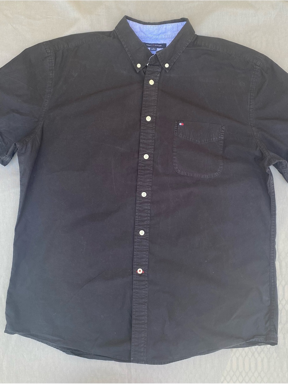 Tommy Hilfiger Men's Black Button-Down Shirt with Chest Pocket